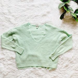 Halogen Mint Green Crop 100% Cashmere Sweater